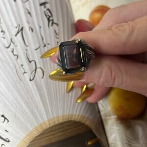 Vintage Patina 925 Sterling Silver Brown Stone Ring